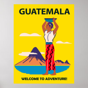 Guatemala,Frau in Volkstracht mit Teller auf dem K Poster