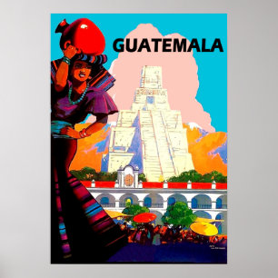 Guatemala, gebürtige Frau mit Töpferwaren, Pyramid Poster