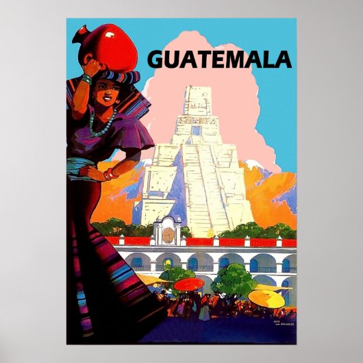 Guatemala, gebürtige Frau mit Töpferwaren, Pyramid Poster (Vorne)