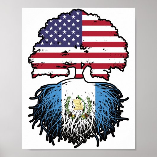 Guatemala Guatemala USA Tree Roots Flag Poster (Vorne)