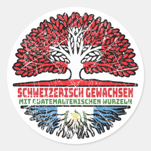 Guatemala Guatemaltekisch Schweizer Schweiz Baum Runder Aufkleber (Vorderseite)