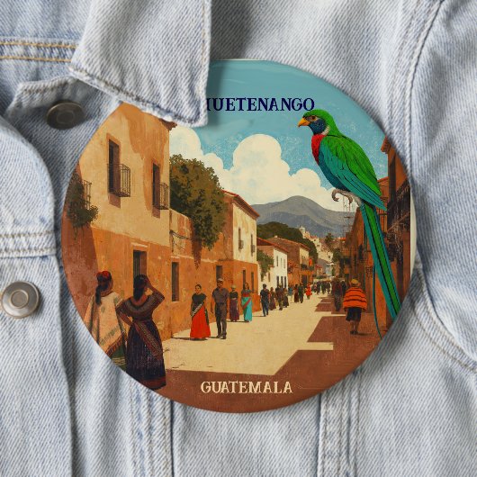 GUATEMALA, HUEHUETENANGO Retro poster Button (Beispiel)