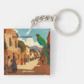 GUATEMALA, HUEHUETENANGO Retro poster Schlüsselanhänger (Rückseite)