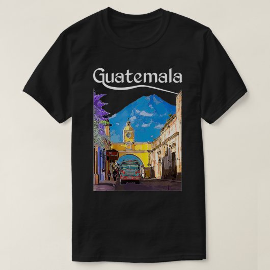 Guatemala Hühnerbus Antigua Chapin Quetzal Guate T-Shirt (Design vorne)