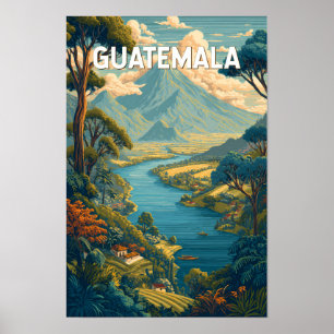 Guatemala Illustration Reise Kunst Vintage Poster