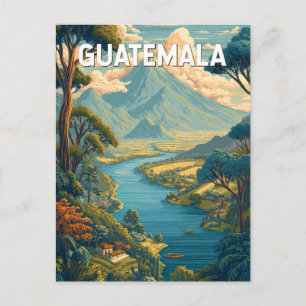 Guatemala Illustration Reise Kunst Vintage Postkarte