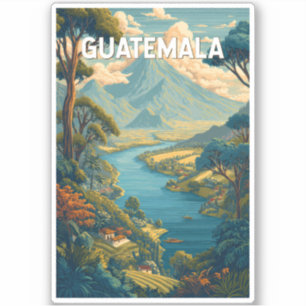 Guatemala Illustration Reisen Vintag Aufkleber