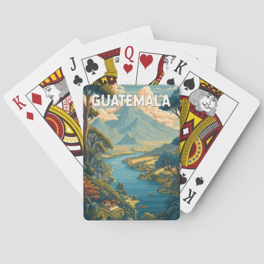 Guatemala Illustration Reisen Vintag Spielkarten (Rückseite)