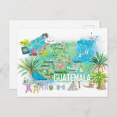 Guatemala Illustrierte Reisekarte mit Straßen Postkarte (Vorne/Hinten)