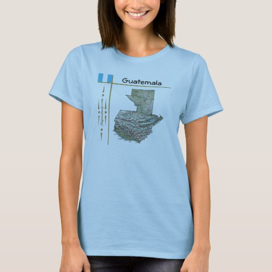 Guatemala Karte + Flagge + T - Shirt (Vorderseite)