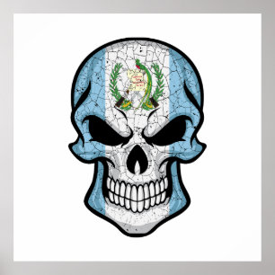 Guatemala lächelnde Schädelflagge Poster