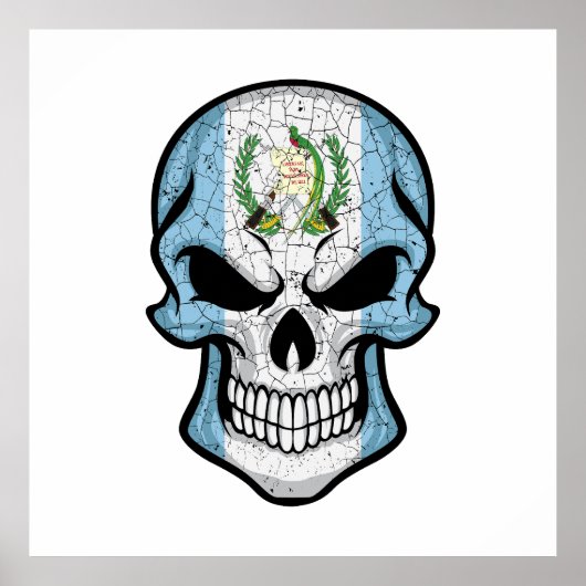 Guatemala lächelnde Schädelflagge Poster (Vorne)