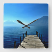 Guatemala - Lago Atitlan Sunrise Quadratische Wanduhr (Vorderseite)