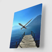 Guatemala - Lago Atitlan Sunrise Quadratische Wanduhr (Winkel)