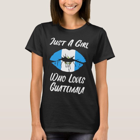 Guatemala Lips Liebe Flag T-Shirt (Vorderseite)