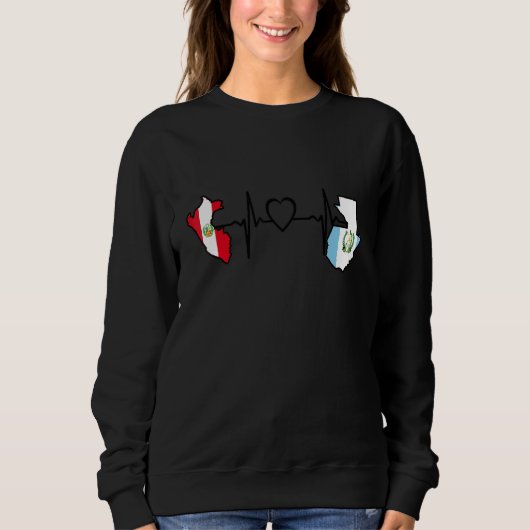 Guatemala Peru Flag Guatemalan Peruvian Heartbeat Sweatshirt (Vorderseite)