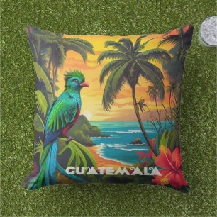 Guatemala Reise Vintage Poster Quetzal Kissen