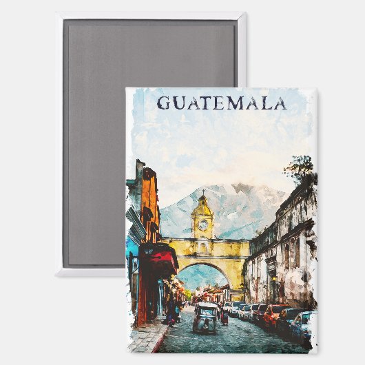 Guatemala Retro Vintage Travel Magnet (Vorderseite/Rückseite)