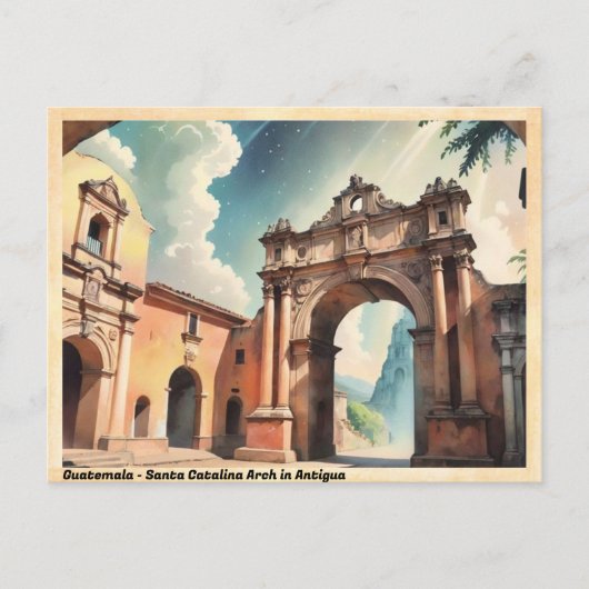 Guatemala Santa Catalina Arch in Antigua Vintag Postkarte (Vorderseite)