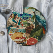 GUATEMALA, SANTA CRUZ DEL QUICHE Retro poster Button (Beispiel)