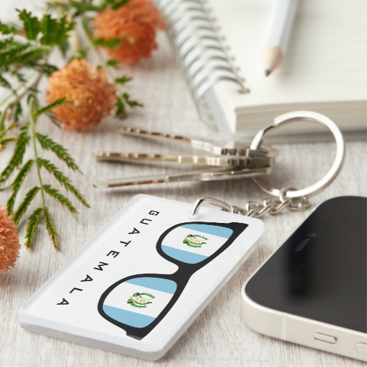 Guatemala Shades benutzerdefinierte Text- und Farb Schlüsselanhänger (Vorderseite rechts)