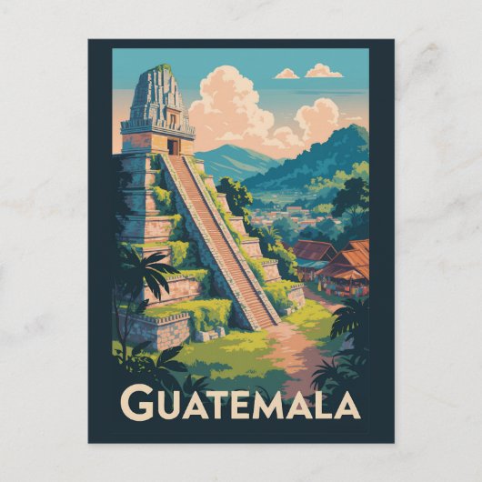 Guatemala Tikal Nationalpark Illustration Travel Postkarte (Vorderseite)