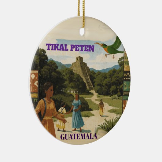 GUATEMALA TIKAL PETEN Retro poster Keramik Ornament (Rechts)