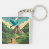 GUATEMALA, TIKAL PETEN Retro poster Schlüsselanhänger (Rückseite)