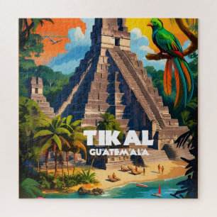 Guatemala Tikal Temple Vintage Retro Puzzle
