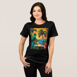 Guatemala Travel Vintage Poster Quetzal Tri-Blend Shirt