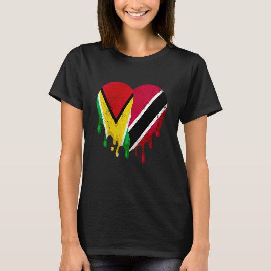 Guatemala Trinidad & Tobago Flag Heart Citizen Pat T-Shirt (Vorderseite)
