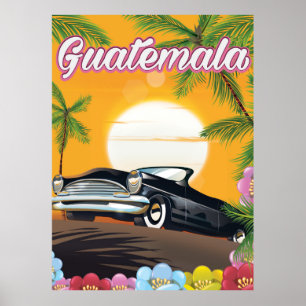 Guatemala Vintage Autovermietung Plakat
