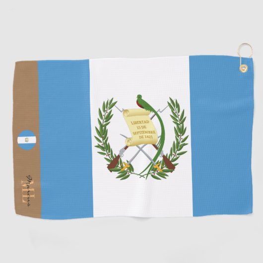 Guatemaltekische Flagge & Guatemala mit Monogramm Golfhandtuch (Horizontal)