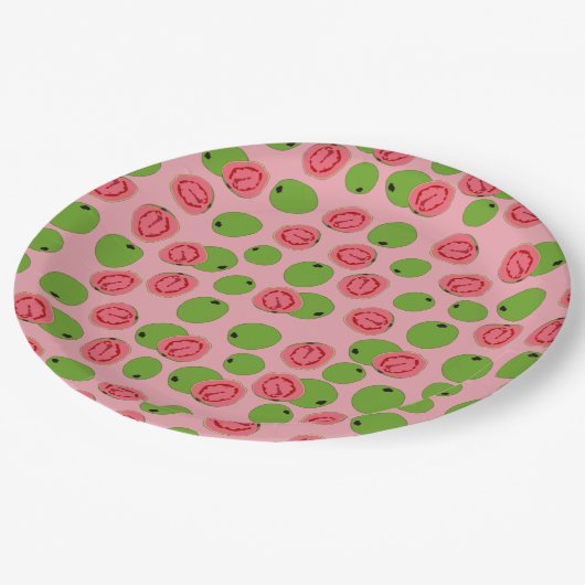 Guava Fruit Pattern Pappteller (Schrägansicht)