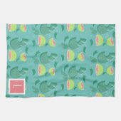 Guava Greenery Pink Green Fruit Pattern Geschirrtuch (Horizontal)