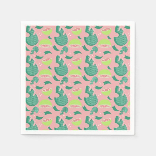 Guava Greenery Pink Green Fruit Pattern Serviette (Vorderseite)