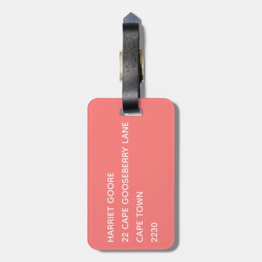 Guava rosa Farbname Gepäckanhänger (Rückseite vertikal)