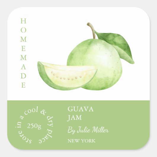 Guava Small Business Label Quadratischer Aufkleber (Vorderseite)