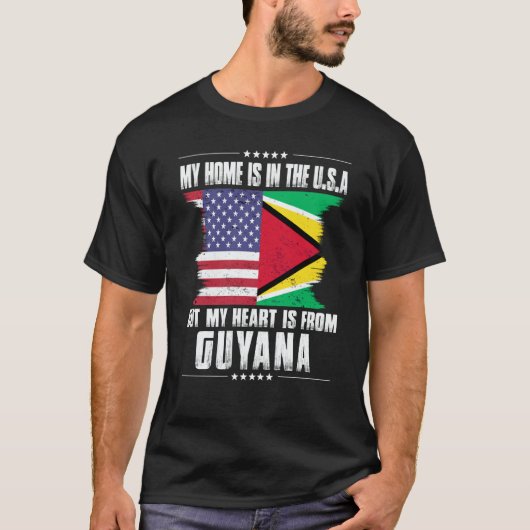 Guayanese American Patriot Grown Proud Home Heart  T-Shirt (Vorderseite)
