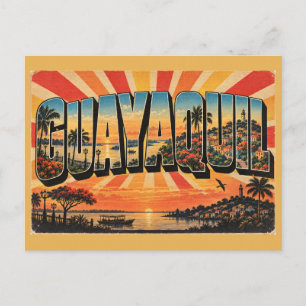 Guayaquil Ecuador Fluss Stadt Tropische Kunst Postkarte