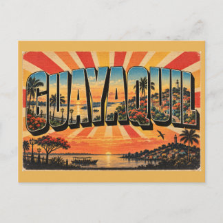 Guayaquil Ecuador Fluss Stadt Tropische Kunst Postkarte
