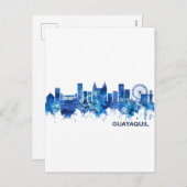Guayaquil Ecuador Skyline Blue Feiertagspostkarte (Vorne/Hinten)