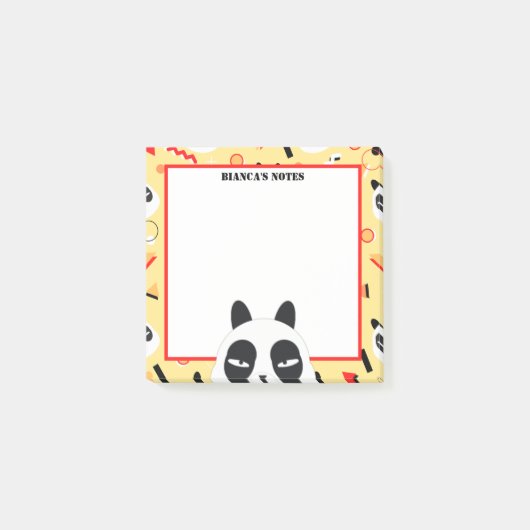Guck-guck Gelber Panda Bär Post-it Klebezettel (Vorderseite)