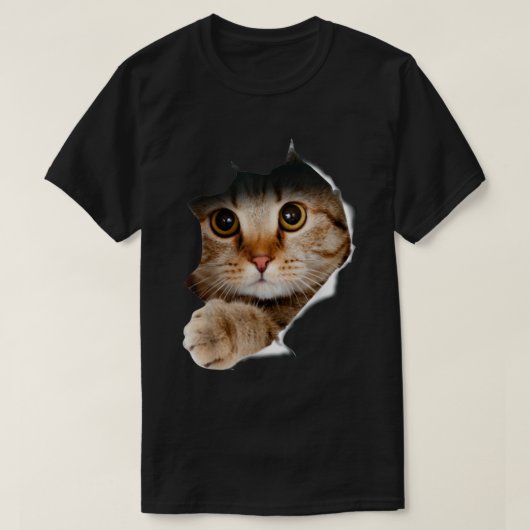 Guck-guck-Katze zerrissenes Gewebe 3D realistische T-Shirt (Design vorne)