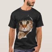 Guck-guck-Katze zerrissenes Gewebe 3D realistische T-Shirt (Vorderseite)