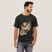 Guck-guck-Katze zerrissenes Gewebe 3D realistische T-Shirt (Vorne ganz)