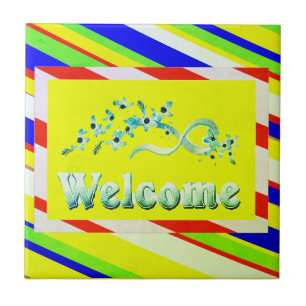 GUCOME-DESIGN-GELBE MIT SILVER-TEXT FLIESE