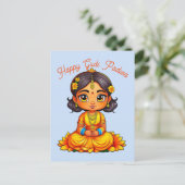 Gudi Padwa Chibi Girl Postkarte (Stehend Vorderseite)