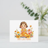 Gudi Padwa Niedlich Girl Postkarte (Stehend Vorderseite)