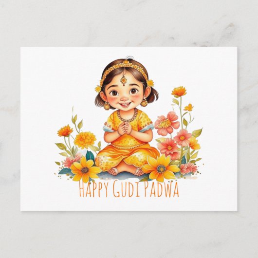 Gudi Padwa Niedlich Girl Postkarte (Vorderseite)